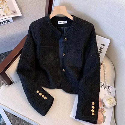 Women's Jacket 2026 Spring Autumn Red Tweed Small Fragrance