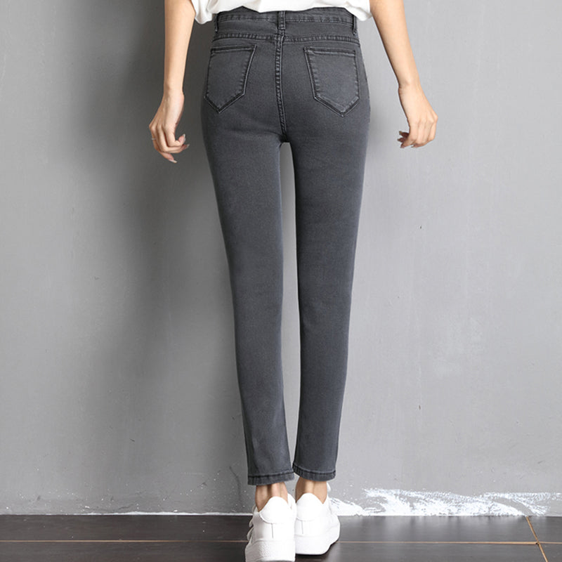 Jeans For Women Mom Jeans Blue Gray Black High Elastic