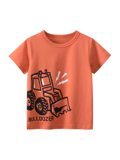 Boys' Cotton Cartoon Short Sleeve T-Shirt 2-8Y
