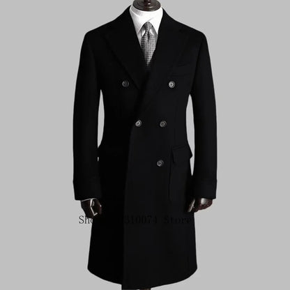 Men's Trench Coat - Notched Lapel Double-Breasted Jacket