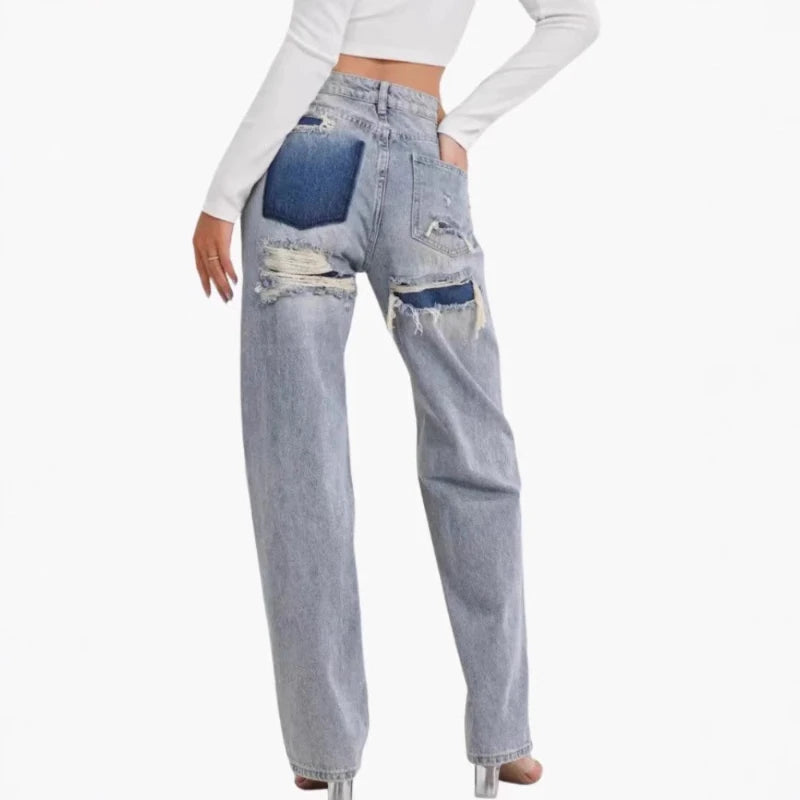 Jeans Women Denim Pant Straight Trousers Wide Leg High Waist Y2K
