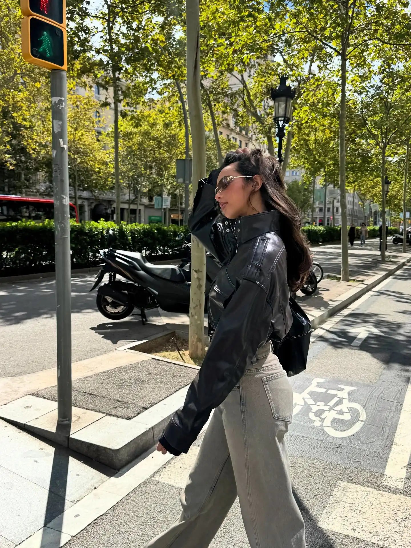 Women's Black Leather Jacket - Vintage Zipper Moto Biker Coat