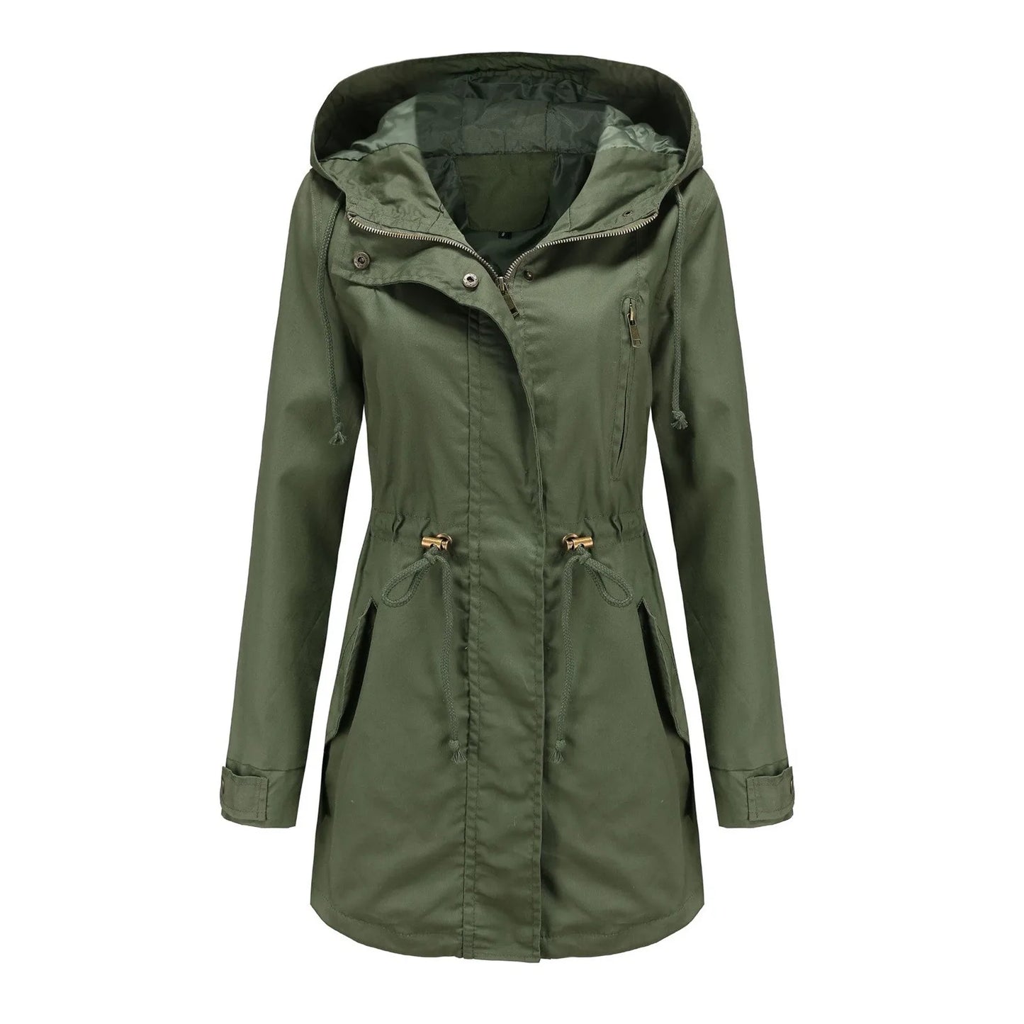 Women Hooded Trench Coat Spring Autumn Outdoor
