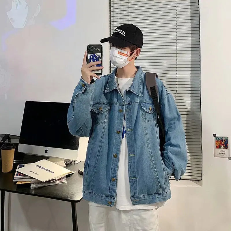 Qara Denim Qısa Pencək Kişilər üçün - Bomber Streetwear