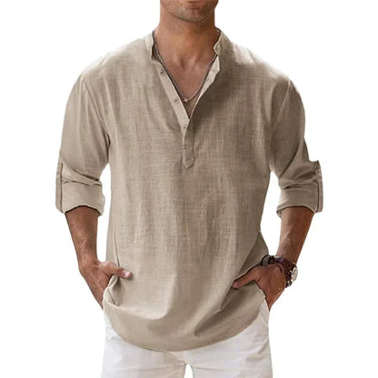 Men's Breathable Basic Cotton Long Sleeve Shirt