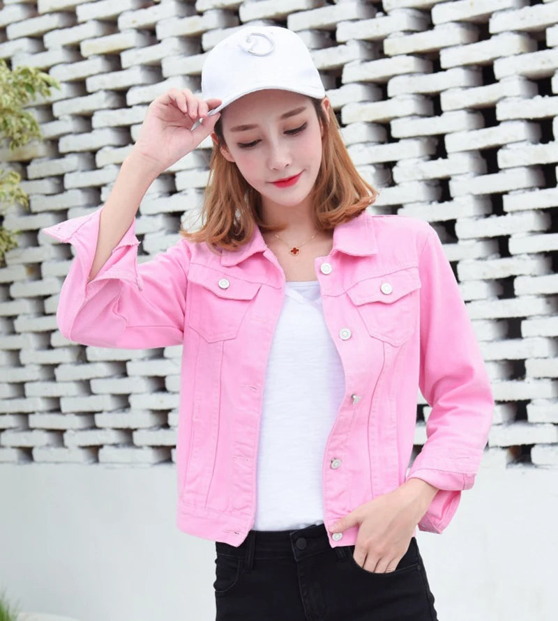 Women's Casual Short Denim Jacket Korean