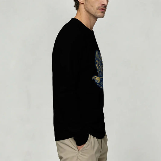 Men's Retro Crew Neck Printed Long Sleeve T-Shirt