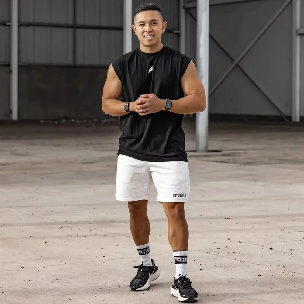 Qolsuz T-shirt Kişilər üçün Tez quruyan Fitnes Bodibildinq Köynək Kişi Moda Basketbol Jilet Tor Nəfəs ala bilən Yay İdman Zalı Maykası Kişilər üçün