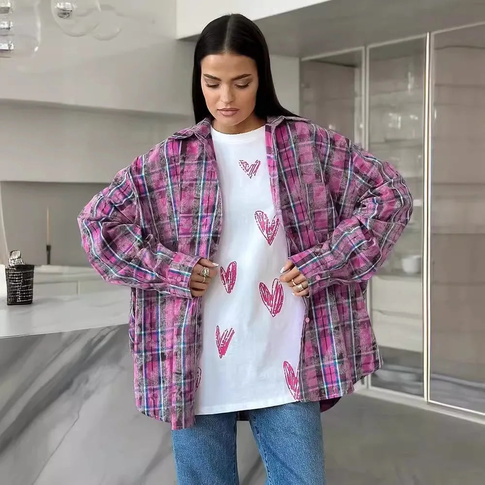 Women's Plaid Shirt Spring Autumn Long Sleeve Casual