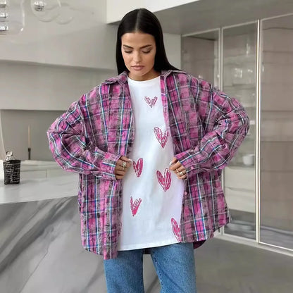 Women's Plaid Shirt Spring Autumn Long Sleeve Casual
