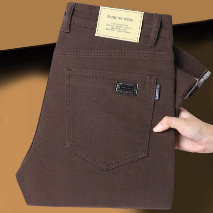Wine Red Jeans Men - Fashion Casual Classic Business Straight