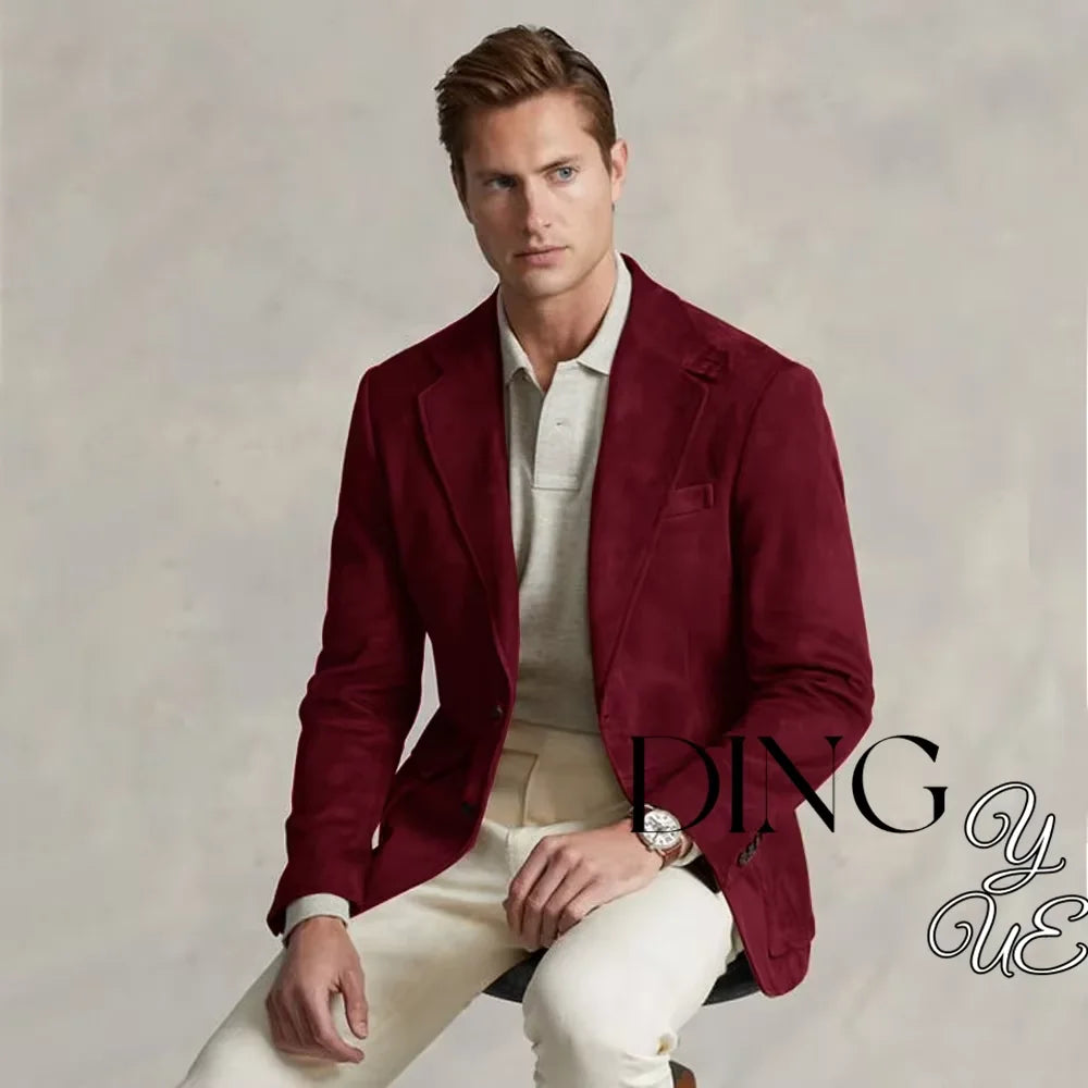 Men's Suede Single Breasted Luxury Blazer