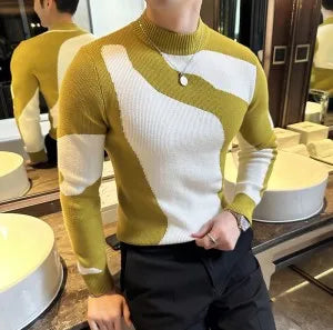 Men's Korean Houndstooth Slim Fit Dress Shirt