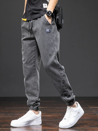 Spring Summer Black Blue Cargo Jeans Men - Streetwear Denim Jogger