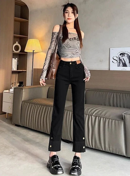 Woman Jeans High Waist Straight Leg Vintage Chic 90s