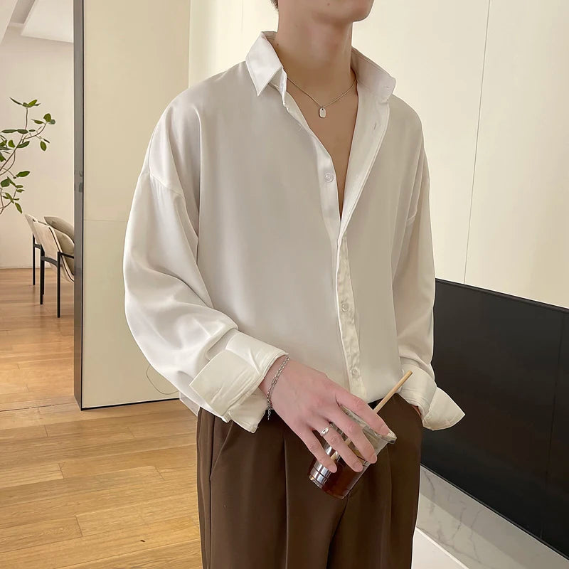 Men's Oversized Ice Silk Formal Shirt