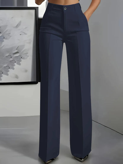 Women's High Waist Dress Pants Flowy Straight Leg