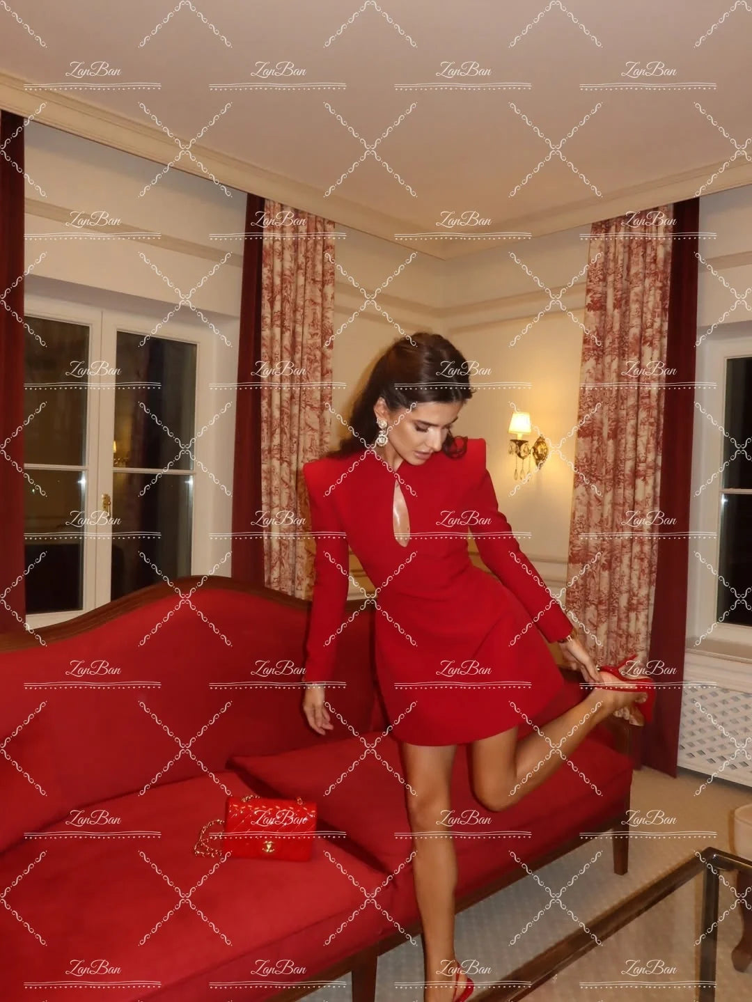 Modern Red Cocktail Dress - Pleated Party Dress