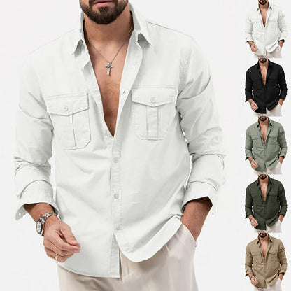 Men's Multi-Pocket Retro Casual Shirt