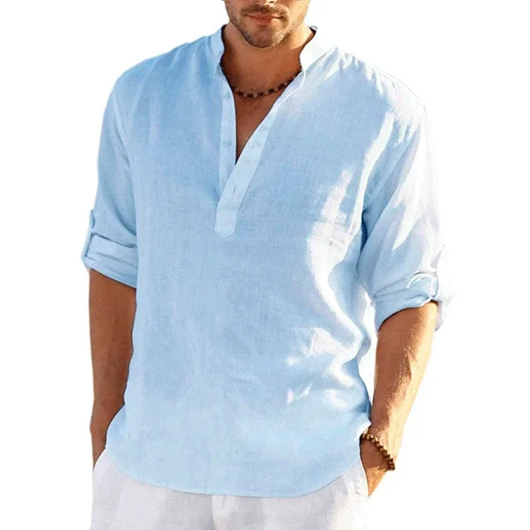 Men's Breathable Basic Cotton Long Sleeve Shirt