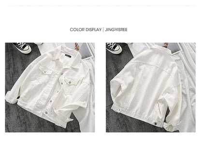Payız Ağ Denim Gödəkçə Qadın Küçə Geyimi