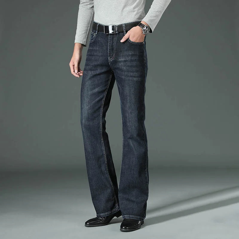 Men's Flared Boot Cut Jeans - Designer Classic High Waist