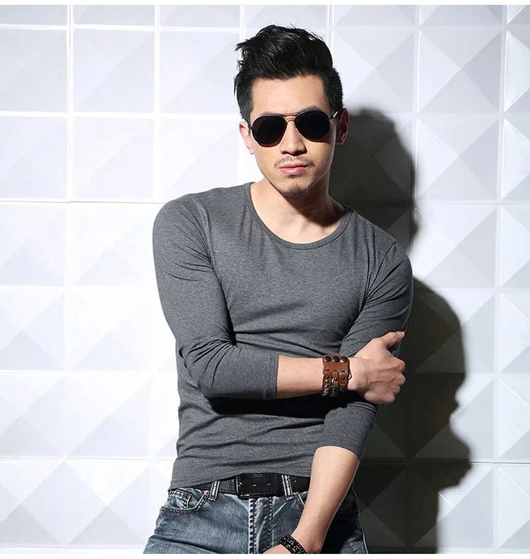 Men's Slim Fit V-Neck Polyester T-Shirt 2026