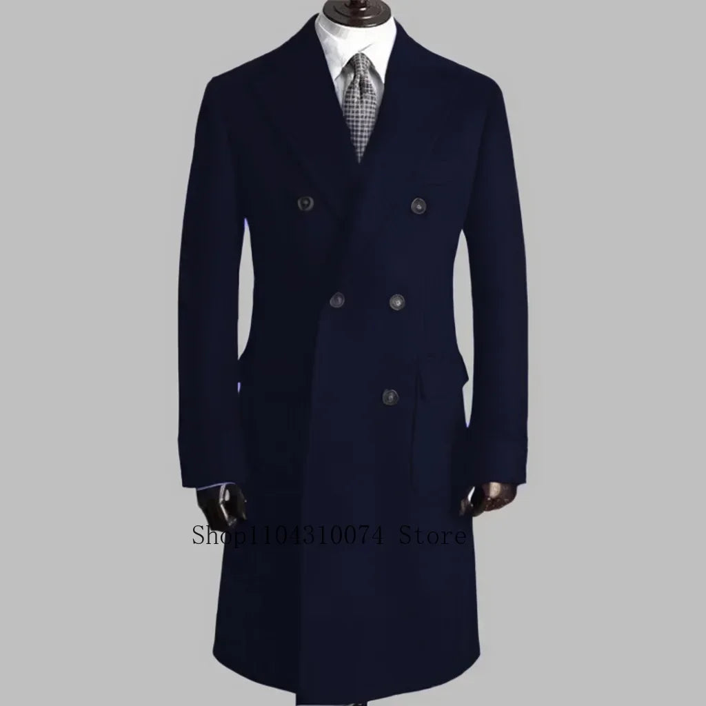 Men's Trench Coat - Notched Lapel Double-Breasted Jacket