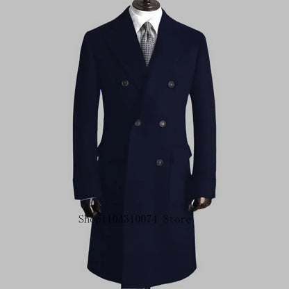 Men's Trench Coat - Notched Lapel Double-Breasted Jacket