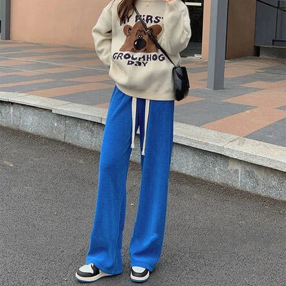 Women Pants High Stretch Waist Wide Leg Summer
