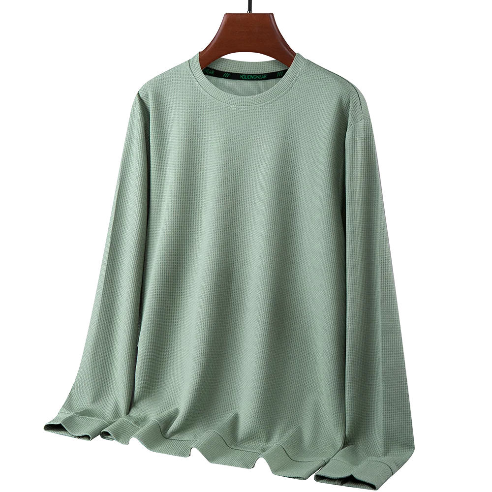 Men's Waffle Round Neck Long Sleeve T-Shirt 4XL