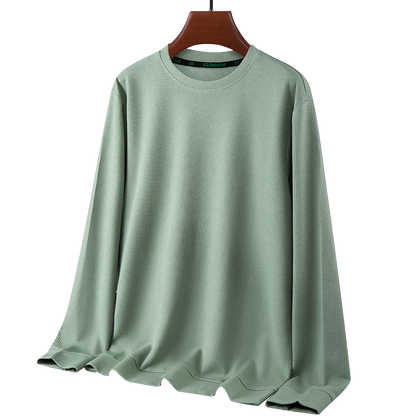Men's Waffle Round Neck Long Sleeve T-Shirt 4XL