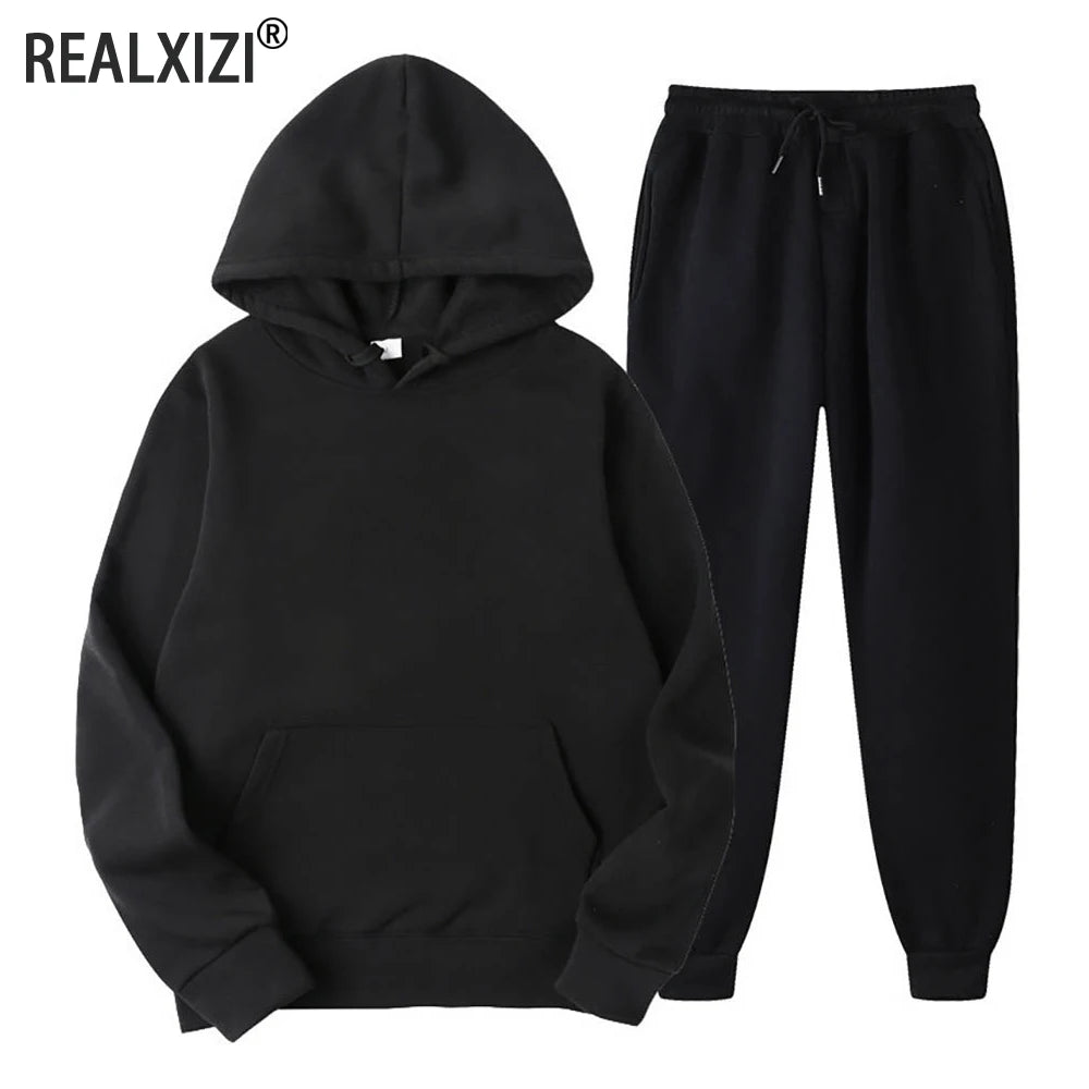 Men's Hoodie & Drawstring Pants Tracksuit Set