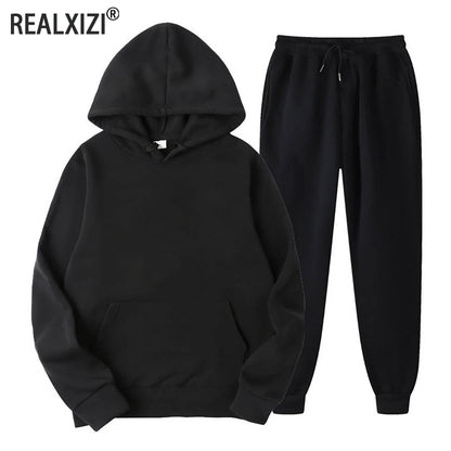 Men's Hoodie & Drawstring Pants Tracksuit Set