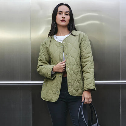 Women's Black Quilted Jacket - Padded Demi-Season Winter