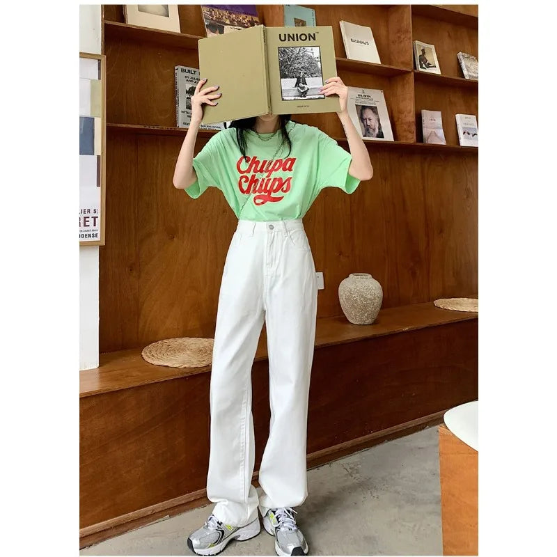 Women Denim Jeans 2025 Autumn Winter High Waist Wide Leg