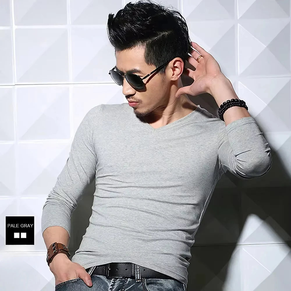 Men's Slim Fit V-Neck Polyester T-Shirt 2026