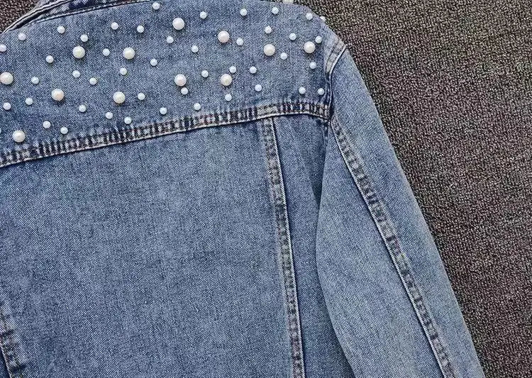 Denim Coat Women Turn Down Collar 2024