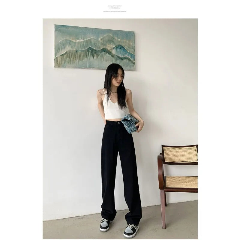 Women Denim Jeans 2025 Autumn Winter High Waist Wide Leg
