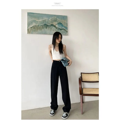 Women Denim Jeans 2025 Autumn Winter High Waist Wide Leg