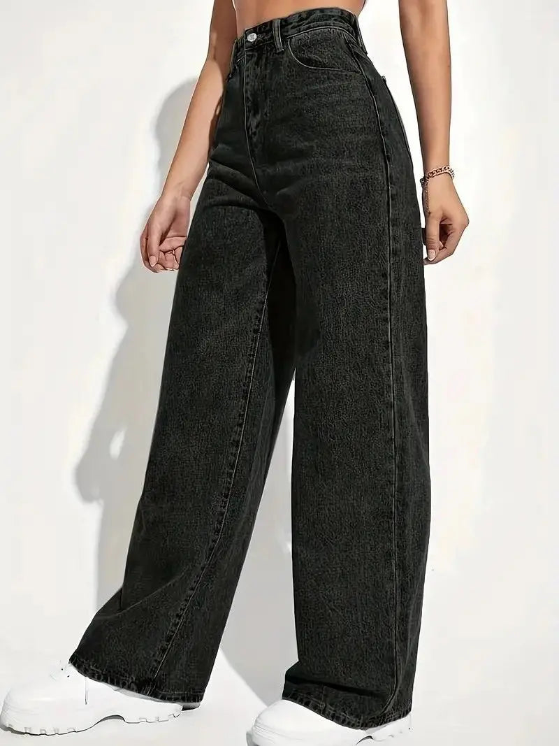 Wide-Legged Jeans Europe - Autumn Spring High-Waisted Straight Thin