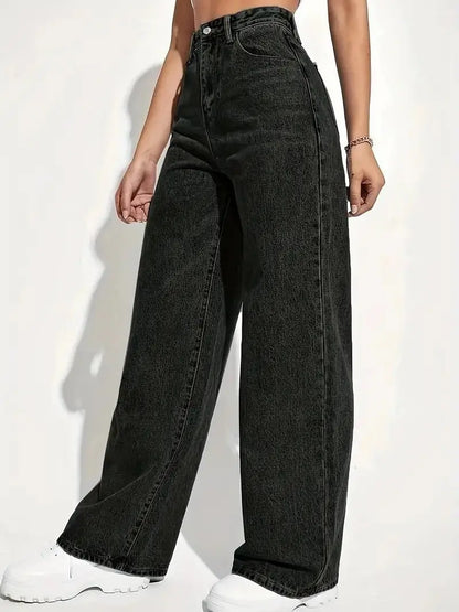 Wide-Legged Jeans Europe - Autumn Spring High-Waisted Straight Thin