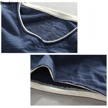 Men's Japanese Vintage V-Neck Long Sleeve T-Shirt 2026