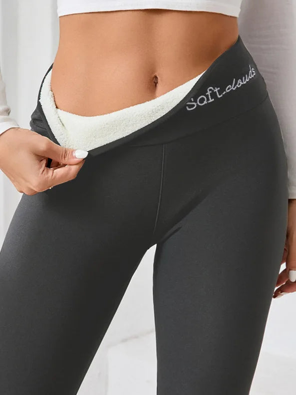 Winter Women Warm Leggings - Plush Lined Thermal Pants