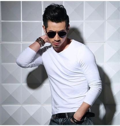 Men's Slim Fit V-Neck Polyester T-Shirt 2026