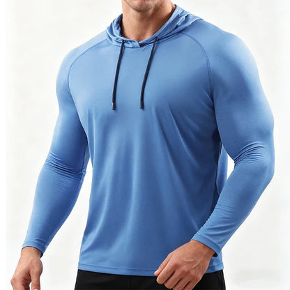 Men's Hooded Running Long Sleeve Sports T-Shirt