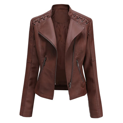 Women's PU Leather Motorcycle Jacket - Spring Autumn