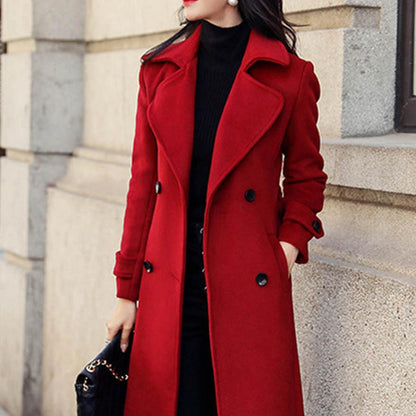 Women's Long Wool Coat - Korean Fashion Winter Coat