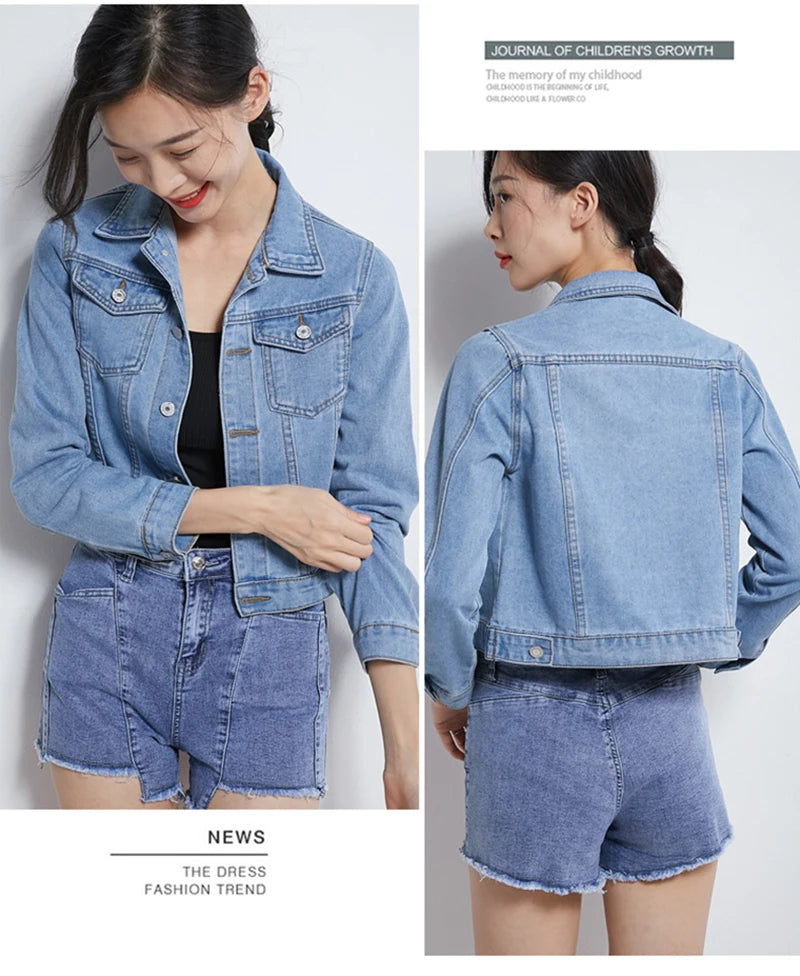 Women's Casual Short Denim Jacket Korean