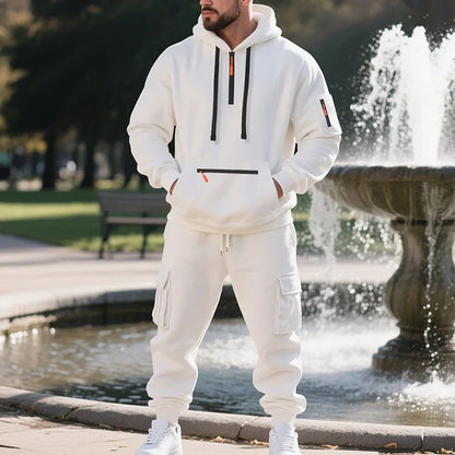 Men's Fleece Zipper Sportswear Suit Set